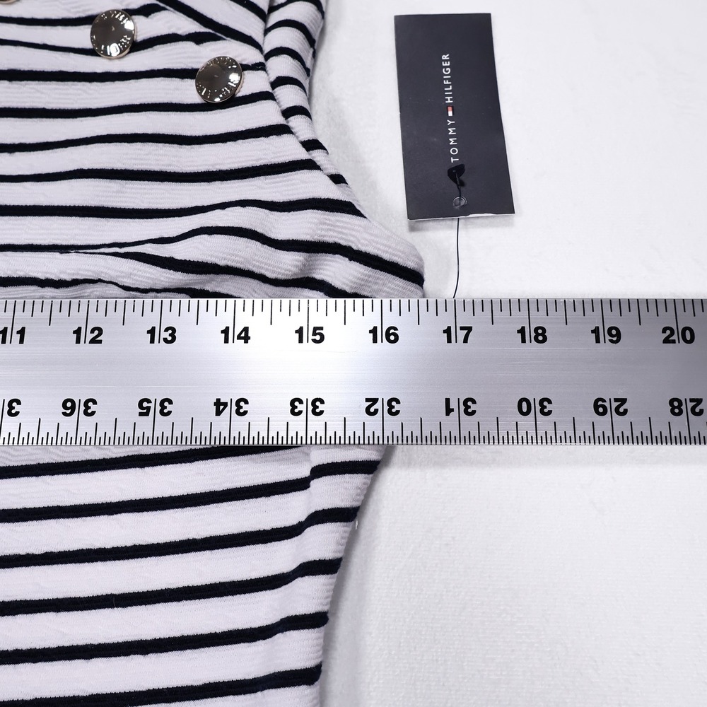 NWT TOMMY HILFIGER Women's 4 Black White‎ Striped Sleeveless Midi Sheath Dress - Picture 8 of 10